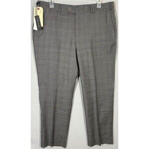 NWT J Hilburn Pants Mens 40x29 Gray Plaid Business Casual Wool Trousers